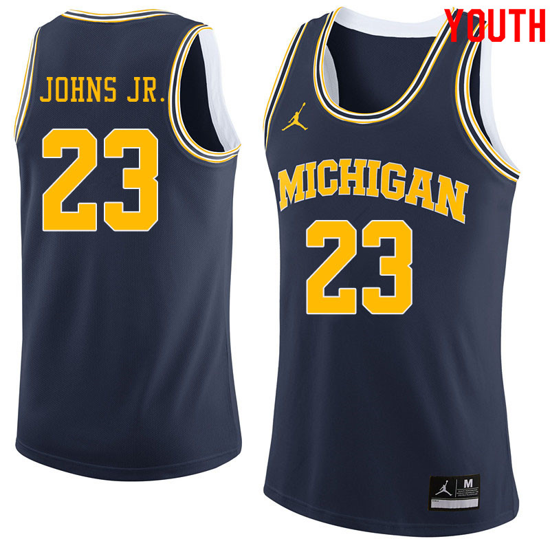 Jordan Brand Youth #23 Brandon Johns Jr. Michigan Wolverines College Basketball Jerseys Sale-Navy